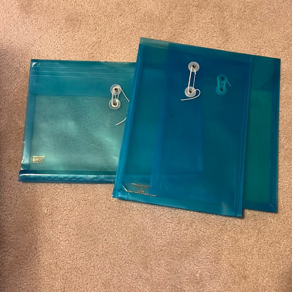 3 Legal-Size Plastic Envelopes Paper Document Files for Home Office, School blue